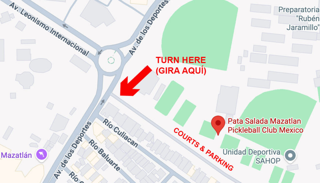 Directions to Pata Salada Mazatlan-Pickleball Club Mexico